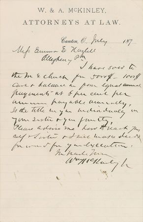 Lot #37 William McKinley Handwritten Letter Signed