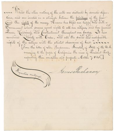 Lot #17 James Buchanan Souvenir Quotation