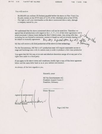 Lot #648 Michael Jackson Signed Document - Image 1