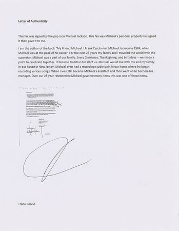 Lot #648 Michael Jackson Signed Document - Image 2