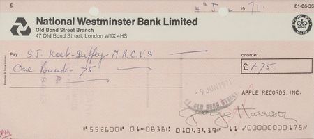 Lot #549 Beatles: George Harrison Check - Image 2