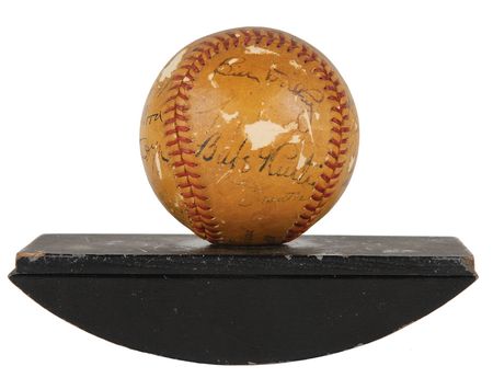 Lot #981 Babe Ruth: One-of-a-kind ‘Pride of the Yankees’ baseball, starring Ruth and Gary Cooper - Image 1