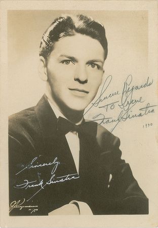 Lot #683 Frank Sinatra: Handsome Sinatra photo signed by Dorsey, Rich, and more - Image 1