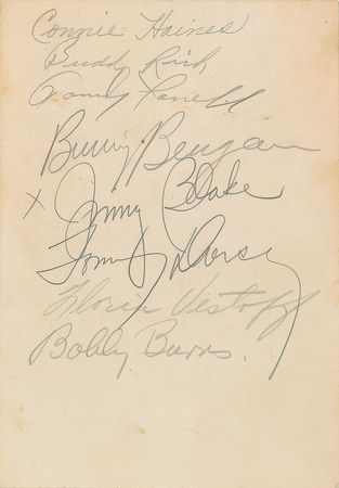 Lot #683 Frank Sinatra: Handsome Sinatra photo signed by Dorsey, Rich, and more - Image 2