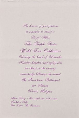 Lot #591 Prince: Purple Rain Invitation and Napkins Invitation and Napkins - Image 4