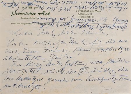 Lot #147 Oskar Schindler: Extremely rare letter to the man who typed ?Schindler?s List? - Image 1