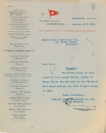 Lot #2070 Titanic Request for Restitution For Passenger Percy Bailey - Image 6