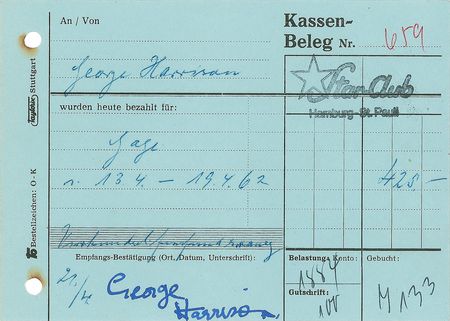 Lot #2105 Beatles Signed Star Club Receipts: Harrison, Starr, and Best - Image 4