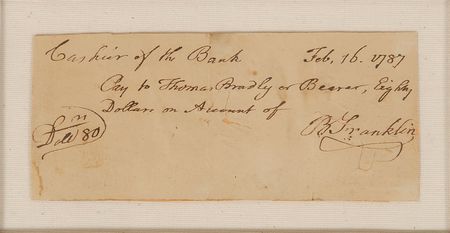 Lot #2047 Benjamin Franklin Handwritten and Signed Check - Image 2