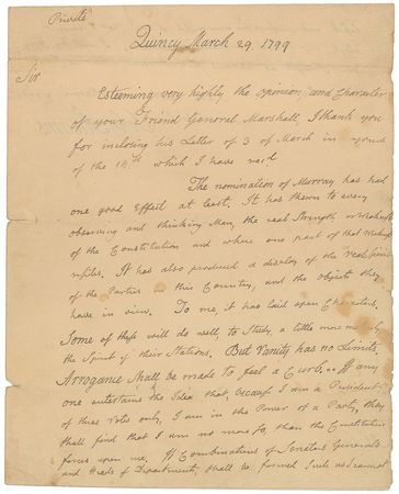 Lot #2025 John Adams Autograph Letter Signed - Image 1