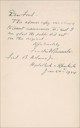Lot #2035 Franklin D. Roosevelt Signed Book - Image 1