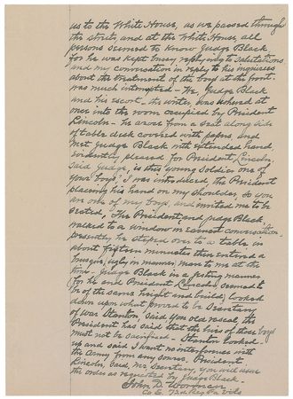 Lot #105 Abraham Lincoln: Union Soldier Meeting: ?I was introduced, the President placing his hand on my shoulder, so you are one of my boys? - Image 2