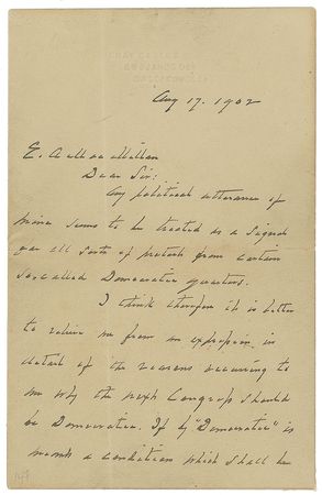 Lot #55 Grover Cleveland: “The next House should be Democratic” - Image 1