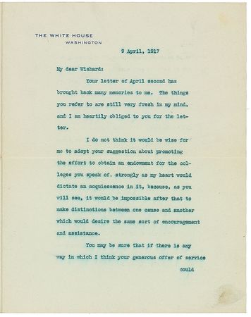 Lot #69 Woodrow Wilson Typed Letter Signed - Image 1