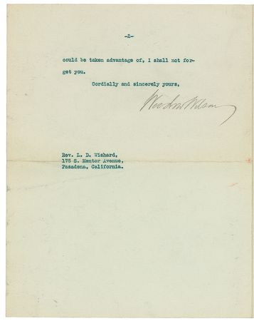 Lot #69 Woodrow Wilson Typed Letter Signed - Image 2