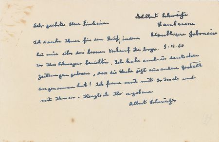 Lot #349 Albert Schweitzer Document and Manuscript - Image 1