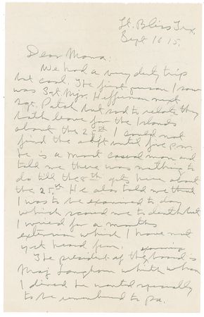 Lot #373 George S. Patton: Rare letter from early in Patton?s service with the 8th Cavalry Regiment - Image 1
