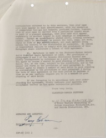 Lot #803 Gary Cooper Signed Document - Image 2
