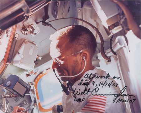 Lot #447 Wally Schirra and Walt Cunningham Signed Photographs - Image 1