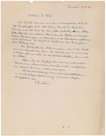Lot #229 Albert Einstein: ?As a role model for his fellow men he was the best that a human being can be? - Image 1