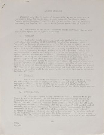 Lot #735 Phil Spector Signed Document - Image 1