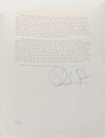 Lot #735 Phil Spector Signed Document - Image 3
