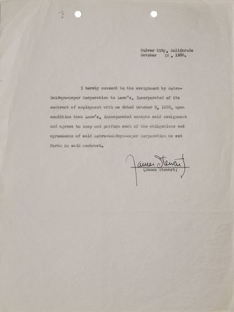 Lot #861 James Stewart Signed Documents - Image 1