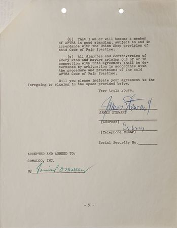 Lot #861 James Stewart Signed Documents - Image 2