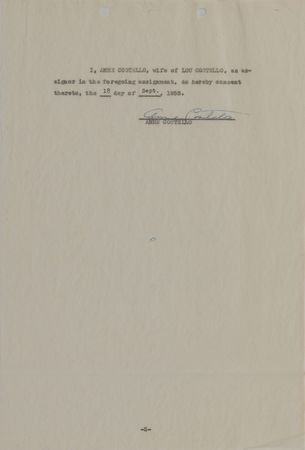 Lot #804 Lou Costello Signed Document - Image 3