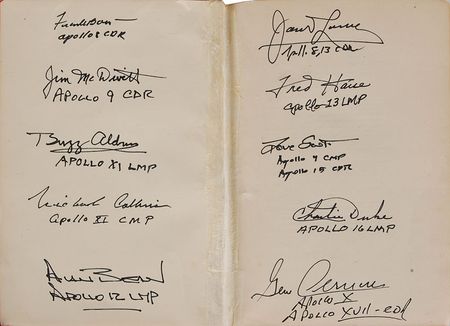 Lot #437 Apollo Astronauts: Rare 1899 Verne novel signed by ten Apollo astronauts - Image 1