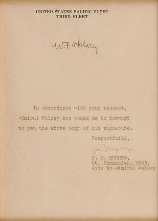 Lot #405 William F. Halsey Signature - Image 2