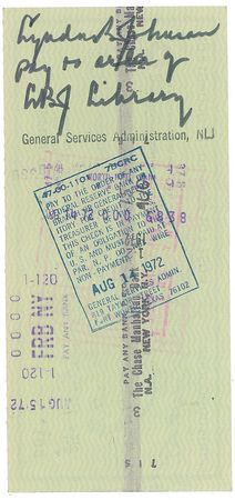 Lot #91 Lyndon B. Johnson: Scarce check endorsed ?to order of LBJ Library? - Image 1