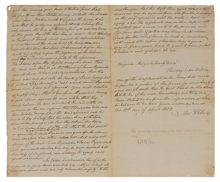 Lot #204 George Wythe: Neatly endorsed 1800 judicial document - Image 1