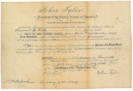 Lot #25 John Tyler Signed Document