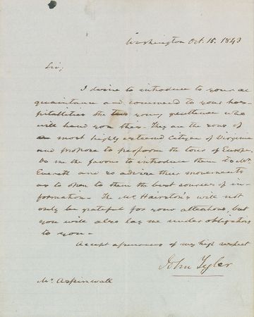 Lot #26 John Tyler Handwritten Letter Signed