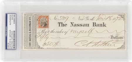 Lot #54 Chester A. Arthur Check - Image 1