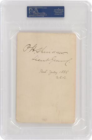 Lot #376 Philip H. Sheridan: Twice-signed portrait of the Union commander - Image 1