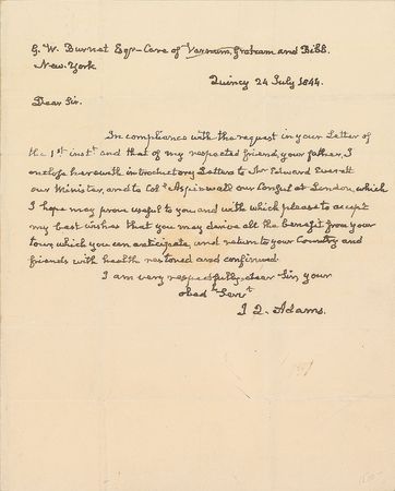Lot #13 John Quincy Adams Handwritten Letter