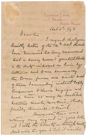 Lot #279 Henry M. Stanley: Response to an inquiry on a talking chimpanzee - Image 1