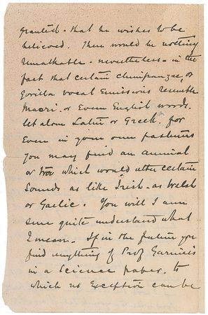 Lot #279 Henry M. Stanley: Response to an inquiry on a talking chimpanzee - Image 3