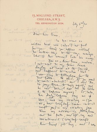 Lot #552 A. A. Milne: Milne attempts to evade an article assignment - Image 1