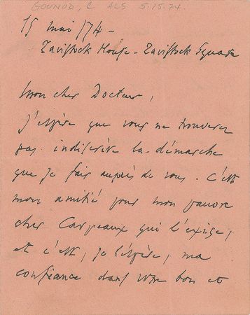 Lot #646 Charles Gounod Handwritten Letter Signed - Image 1
