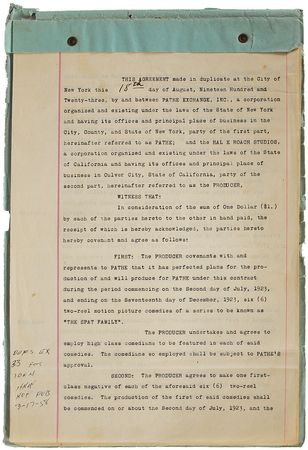 Lot #856 Hal Roach: Roach debuts The Spat Family - Image 1