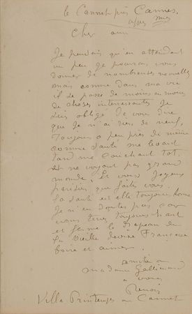 Lot #509 Pierre-Auguste Renoir: Choice letter to his friend and patron - Image 1