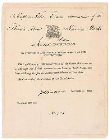 Lot #8 James Monroe: Instructions for a Salem