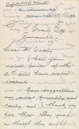 Lot #59 William McKinley: Congressman McKinley considers a gubernatorial campaign: 