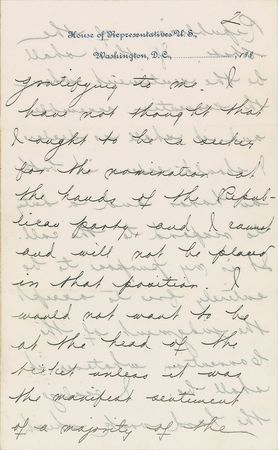 Lot #59 William McKinley: Congressman McKinley considers a gubernatorial campaign: 