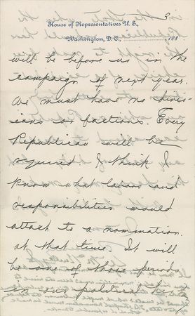 Lot #59 William McKinley: Congressman McKinley considers a gubernatorial campaign: 