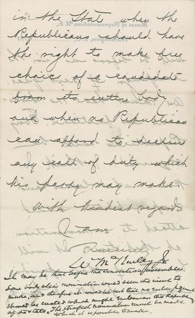 Lot #59 William McKinley: Congressman McKinley considers a gubernatorial campaign: 
