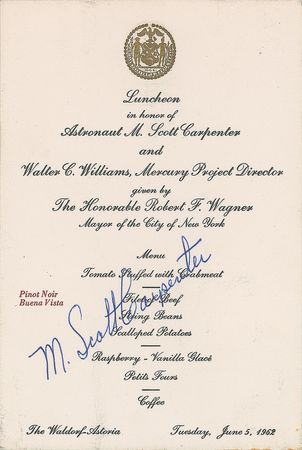 Lot #441 Gordon Cooper and Scott Carpenter Menus - Image 2